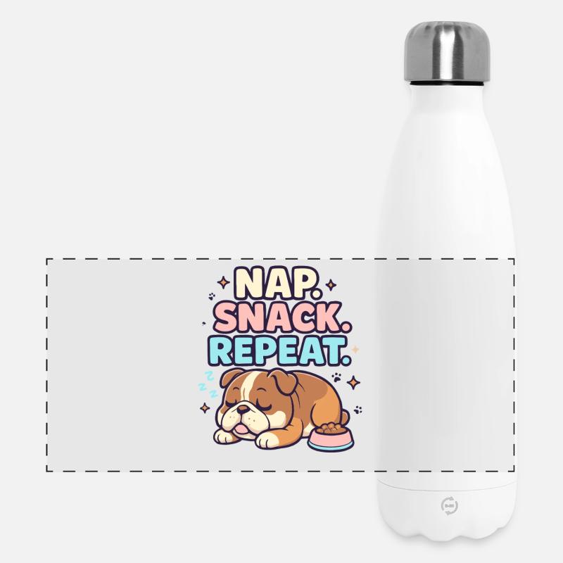 Cute Sleeping Puppy with Snack Reminder - Panoramic Thermal Bottle 500 ml - white