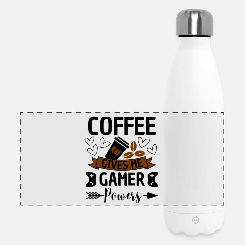 Coffee Gamer Powers Gaming Humor - Panoramic Thermal Bottle 500 ml - white