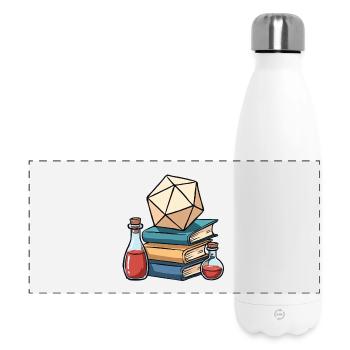 W20 auf Büchern & Heiltränken – Fantasy Dice - Panorama Isolierflasche 500 ml - Weiß - Vorne