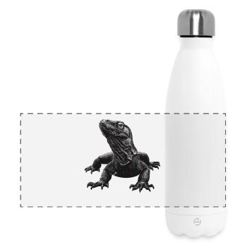 Dunkler Komodowaran Kunstdruck - Panorama Isolierflasche 500 ml - Weiß - Vorne