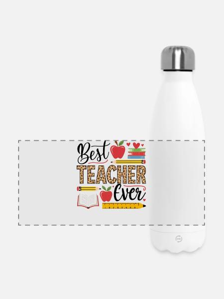 Bester Lehrer Leopard Schreiben - Panorama Isolierflasche 500 ml - Weiß
