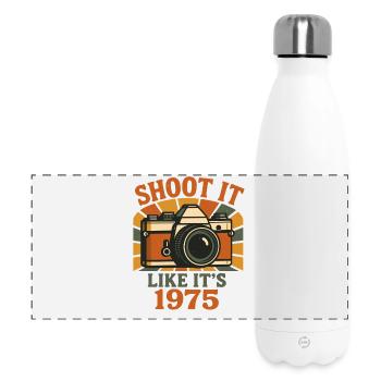 Retro Kamera 1975 Motiv - Panorama Isolierflasche 500 ml - Weiß - Vorne