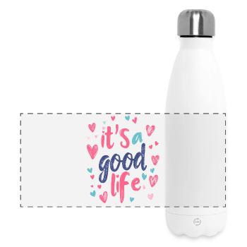 it's a good life - Panorama Isolierflasche 500 ml - Weiß - Vorne