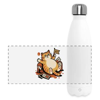 Cat in the cry for help chaos - Panoramic Thermal Bottle 500 ml - white - Front