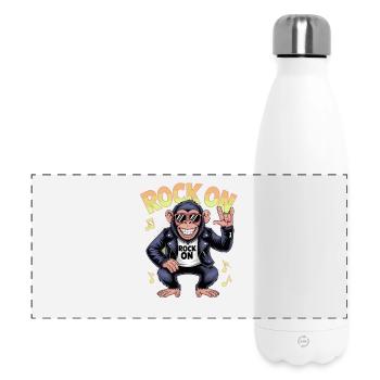  Rock On Affe Rocker Sonnenbrille Lederjacke - Panorama Isolierflasche 500 ml - Weiß - Vorne