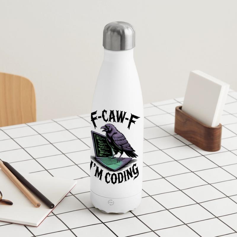 RabenCoder: Code Raven on the laptop Panoramic Thermal Bottle 500 ml