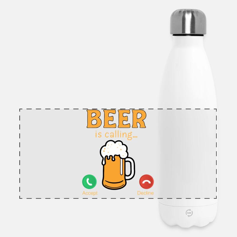 Beer is calling funny Beer Quotes das Bier ruft an - Panorama Isolierflasche 500 ml - Weiß