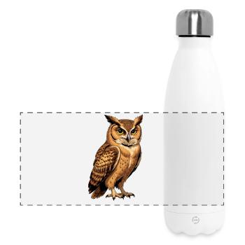 Tawny Owl Portrait in Natural Tones - Panoramic Thermal Bottle 500 ml - white - Front