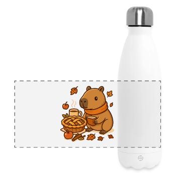 Capybara Apple Pie – Cozy Autumn Moment - Panoramic Thermal Bottle 500 ml - white - Front