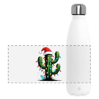 Kaktus Weihnachten mit Lichtern - Panorama Isolierflasche 500 ml - Weiß - Vorne