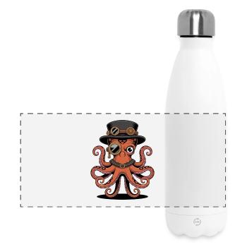 Oktopus Im Steampunk Stil Mit Monokel - Panorama Isolierflasche 500 ml - Weiß - Vorne