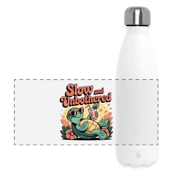 Turtle Humor – Slow and Unbothered - Panoramic Thermal Bottle 500 ml - white - Front