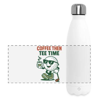 Kaffee dann Tee Time Golf Humor für Golfer - Panorama Isolierflasche 500 ml - Weiß - Vorne