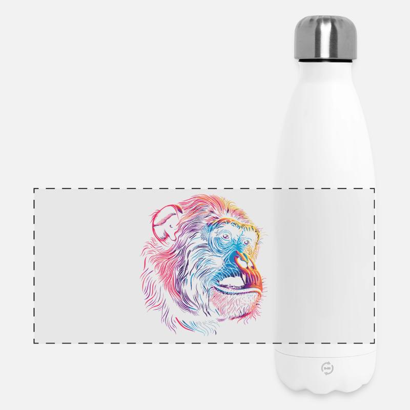 Neon Psychedelic Monkey - Panoramic Thermal Bottle 500 ml - white