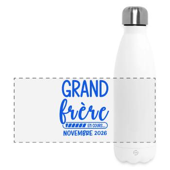Big Brother November 2026 Schwangerschaftsankündigung Geschenk - Panorama Isolierflasche 500 ml - Weiß - Vorne