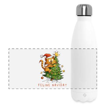 Feline Navidad Weihnachtskatze - Panorama Isolierflasche 500 ml - Weiß - Vorne