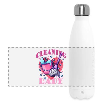 Cleaning Heroine Heart Motif - Panoramic Thermal Bottle 500 ml - white - Front