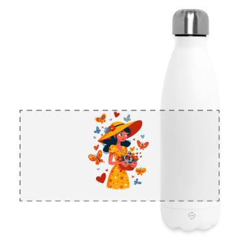 Spring fairy with flower basket - Panoramic Thermal Bottle 500 ml - white - Front