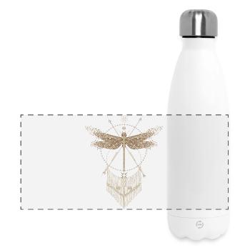 Libellule filigranée dans un style de lignes décoratives - Gourde isotherme panoramique 500 ml - blanc - Devant