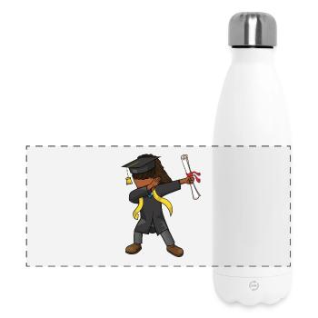 Afro Tupfen Schwarzes Mädchen Absolvent lockiges Haar - Panorama Isolierflasche 500 ml - Weiß - Vorne