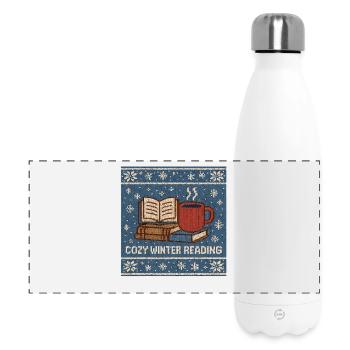Cozy Winter Reading, Bücherliebe, Hygge - Panorama Isolierflasche 500 ml - Weiß - Vorne