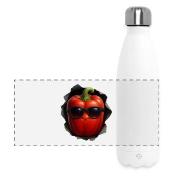 Rote Paprika  - Panorama Isolierflasche 500 ml - Weiß - Vorne