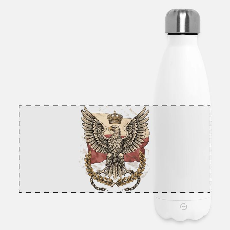 Crowned Polish Eagle Emblem - Panoramic Thermal Bottle 500 ml - white