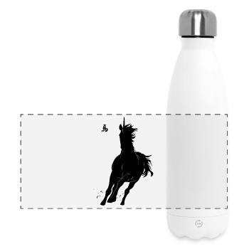 Cheval de course dynamique avec art de dessin asiatique - Gourde isotherme panoramique 500 ml - blanc - Devant