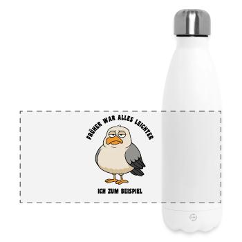 Früher war alles leichter - Möwe Spruch - Panorama Isolierflasche 500 ml - Weiß - Vorne