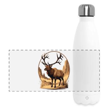 Hirsch Illustration in Felsiger Wildnislandschaft - Panorama Isolierflasche 500 ml - Weiß - Vorne