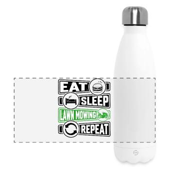 Eat Sleep Lawn Mowing Repeat - Panorama Isolierflasche 500 ml - Weiß - Vorne