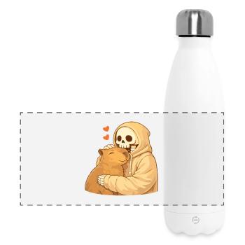 Cozy Skeleton with Capybara – Security - Panoramic Thermal Bottle 500 ml - white - Front
