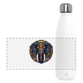 Colorful Elephant Mandala - Panoramic Thermal Bottle 500 ml - white - Front