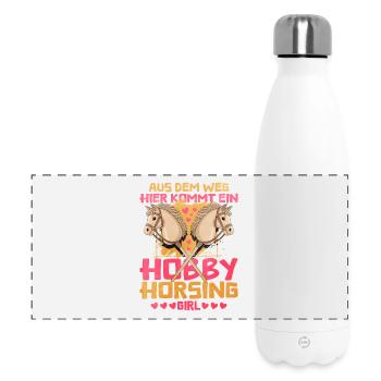Hobby Horsing Girl Herzdesign - Panorama Isolierflasche 500 ml - Weiß - Vorne