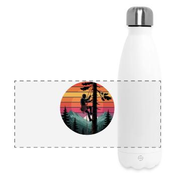 Kletterer im Abendrot Waldlandschaft - Panorama Isolierflasche 500 ml - Weiß - Vorne