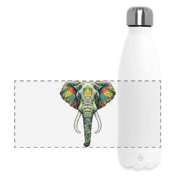 Colorful Flower Elephant - Panoramic Thermal Bottle 500 ml - white - Front