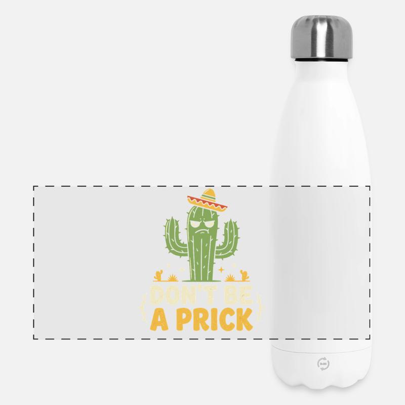 Kaktus Spruch: Dont Be A Prick - Panorama Isolierflasche 500 ml - Weiß