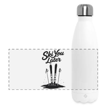 Ski You Later Lustiger Spruch für Skifahrer - Panorama Isolierflasche 500 ml - Weiß - Vorne