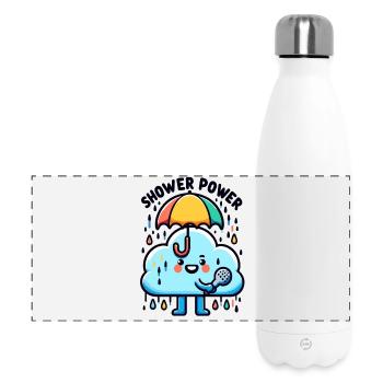 Regenkraft Wolkenlied mit Mikro - Panorama Isolierflasche 500 ml - Weiß - Vorne