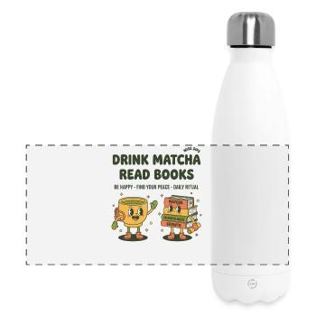 Drink Matcha Read Books Matcha Tea Lover Reading - Panorama Isolierflasche 500 ml - Weiß - Vorne