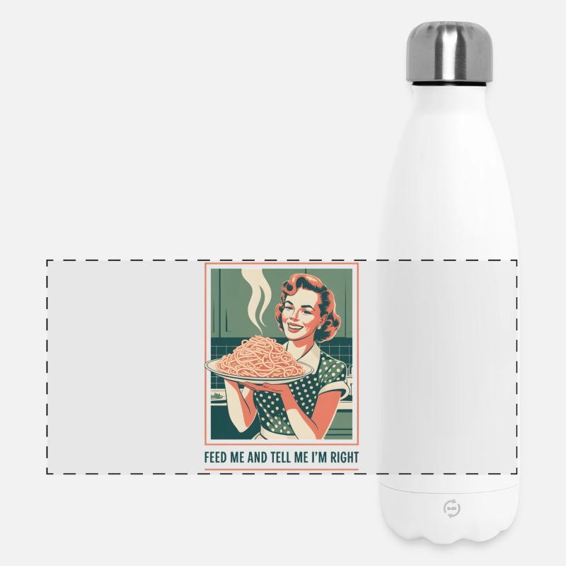 Feed me, I'm right | Pasta Humor - Panoramic Thermal Bottle 500 ml - white