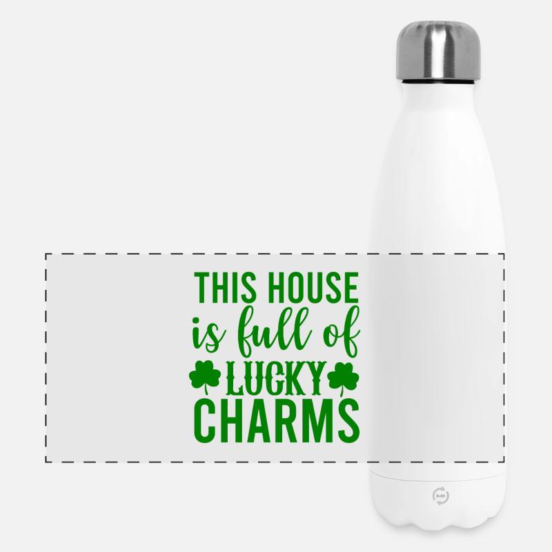 This House Is Full Of Lucky Charms - Panoramic Thermal Bottle 500 ml - white