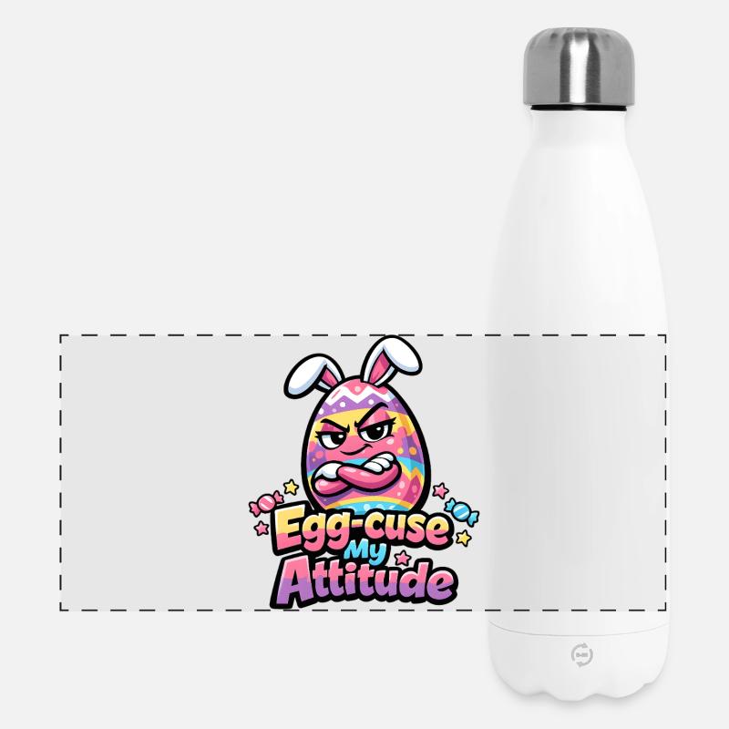 Egg-Cuse My Attitude Ostern - Panorama Isolierflasche 500 ml - Weiß