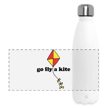 Cerf-volant diamant rouge jaune - Gourde isotherme panoramique 500 ml - blanc - Devant