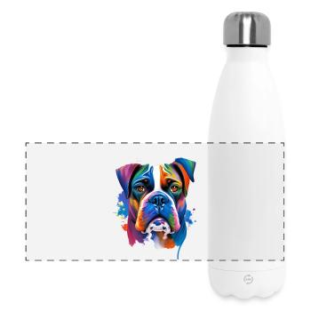 Boxer Dog Porträt Lebendige Ölgemälde Kunst - Panorama Isolierflasche 500 ml - Weiß - Vorne