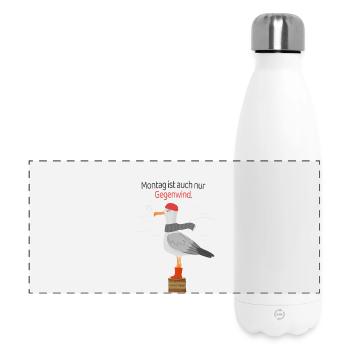 Montag Gegenwind Möwe minimalistischer Spruch - Panorama Isolierflasche 500 ml - Weiß - Vorne