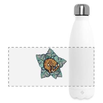 Cat Nap on Monstera Leaves - Panoramic Thermal Bottle 500 ml - white - Front