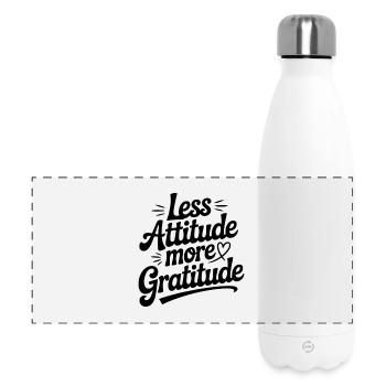 Less Attitude More Gratitude - Panoramic Thermal Bottle 500 ml - white - Front