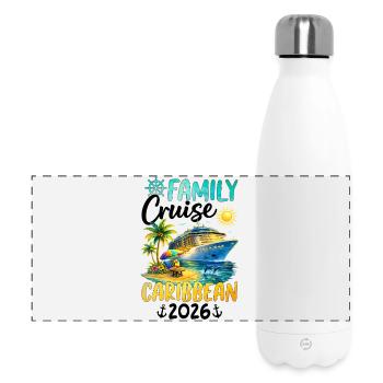 Family Cruise Caribbean 2026 - Panorama Isolierflasche 500 ml - Weiß - Vorne