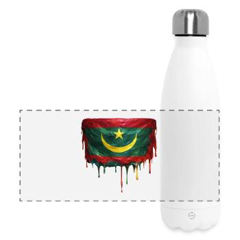 Mauritania Flag in Drop Art - Panoramic Thermal Bottle 500 ml - white - Front